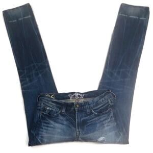 Rare ERS 7FAM Midrise Distressed Straight Leg EUC Size 26       J730